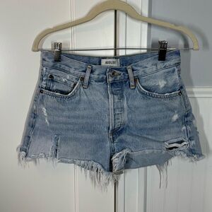 AGOLDE Parker Distressed Denim Cut Off Shorts Light Wash Blue size 26